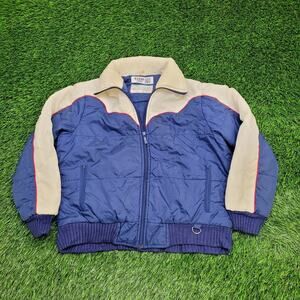 Vintage 90s Western MOD Jacket Womens Large 22x23 Blue Cream